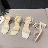 Tacones altos de verano con tiras gruesas para mujer